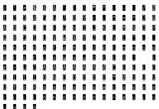 FLIPclockBlack Regular  glyph index