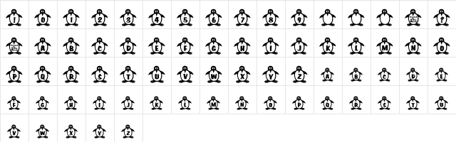 RMPenquin Regular  glyph index