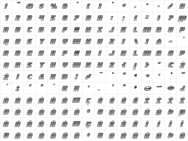Warp Thruster Chrome Italic Italic  glyph index