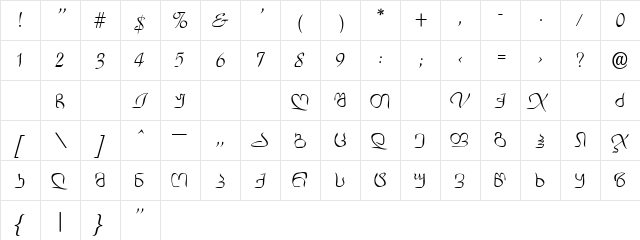 Constitution Regular  glyph index