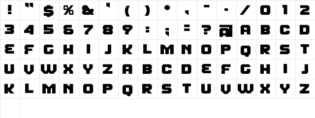 Fear Factor Black Regular  glyph index