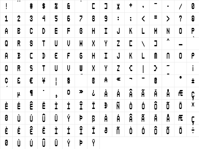 Composite Bold  glyph index