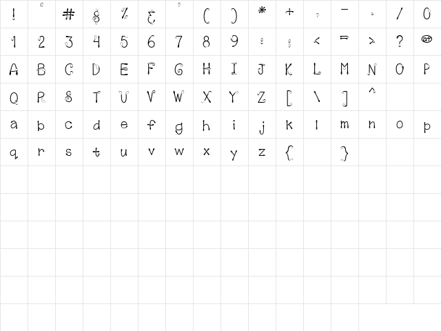 LD Agua Regular  glyph index