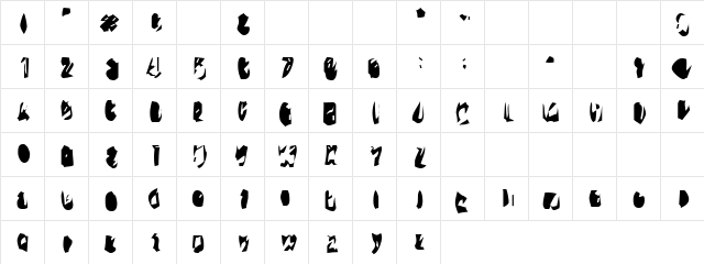 15teen Regular  glyph index