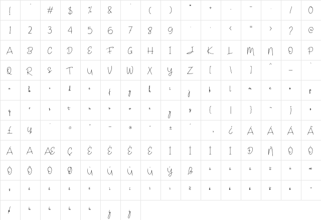 Hiromaru Script Regular  glyph index