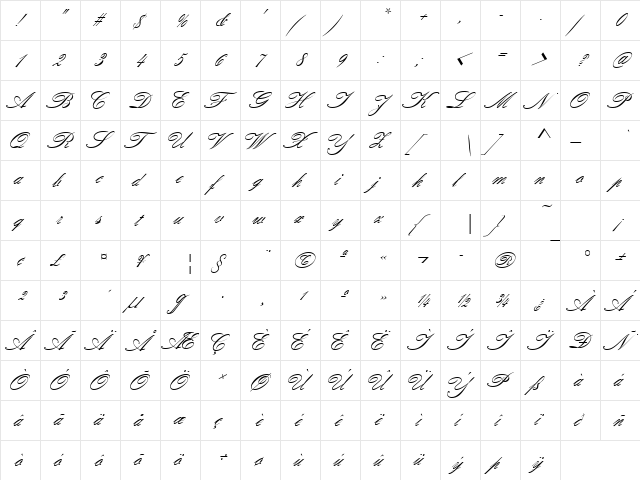 ClassicScrNo1URWDReg Regular  glyph index