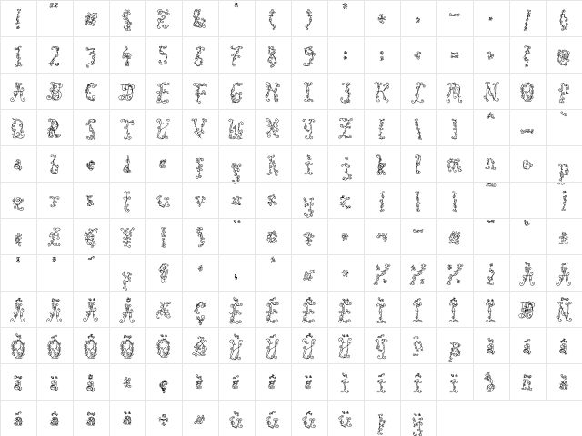 Black Roses Regular  glyph index