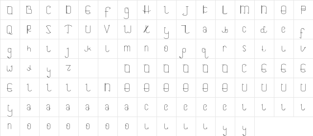 Saeela Nuary Demo Serif Regular  glyph index