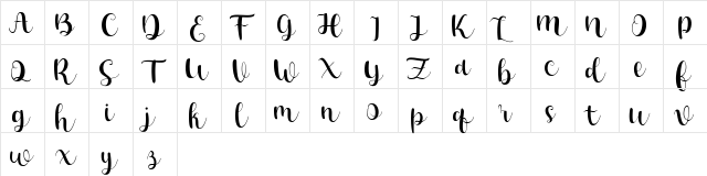 Lucky Walter reguler  glyph index