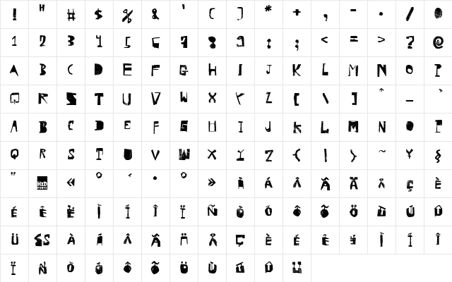 HVD Rowdy Regular  glyph index