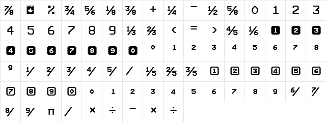 Expo Numerals Regular  glyph index
