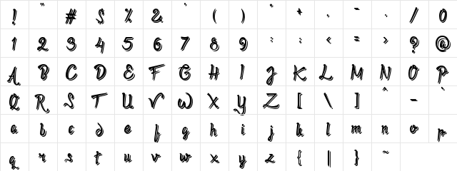 Twopath Shadow Regular  glyph index
