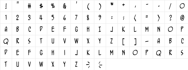 BottleRocket BB Regular  glyph index