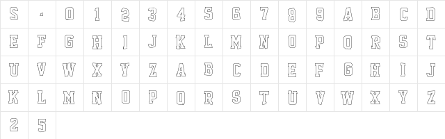 Outcast M54 Regular  glyph index