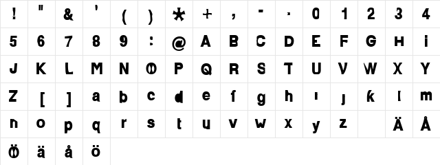 Paolo Bold Normal  glyph index