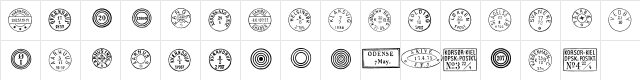 Danish Postal Markings Regular  glyph index