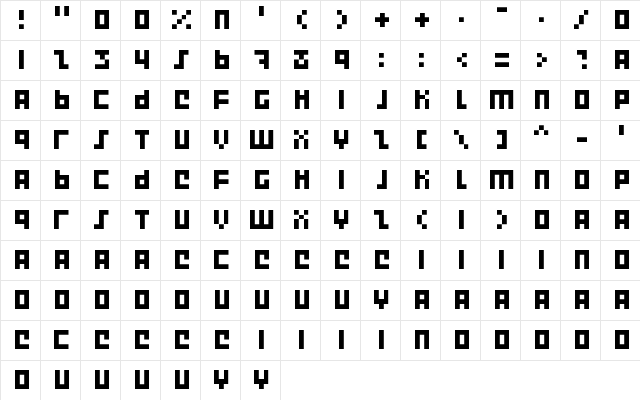Execute 2000 Regular  glyph index