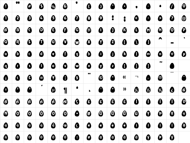 EggsBlack Becker Normal  glyph index