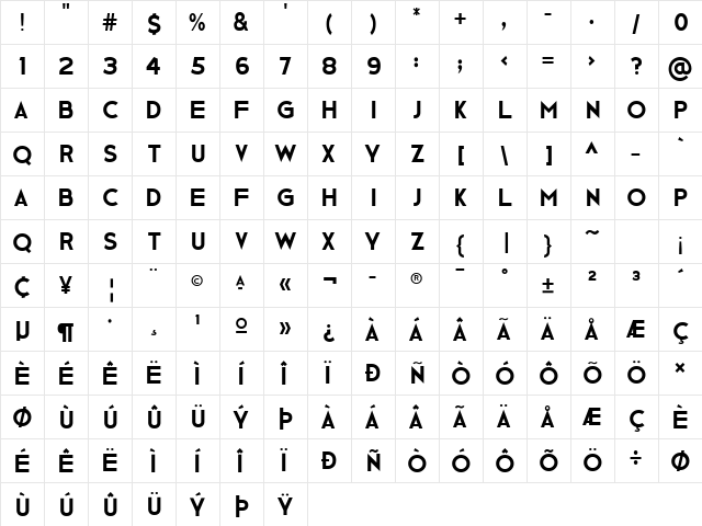 Ge Body Regular  glyph index