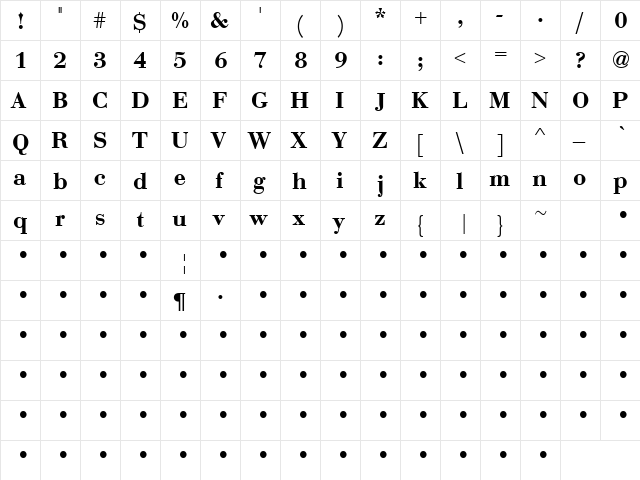 Any Color 6 Bold  glyph index