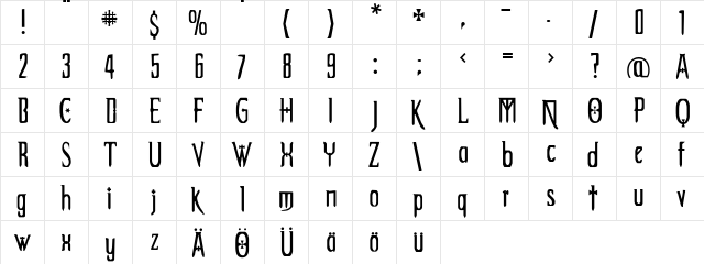 Extemplary Regular  glyph index