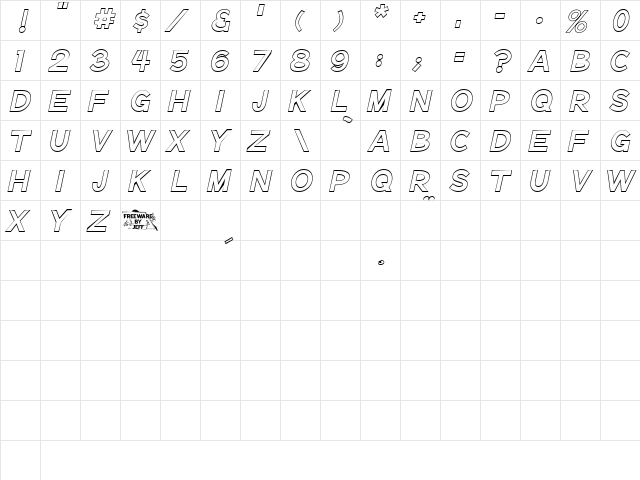Notation Bold Italic Open JL Regular  glyph index