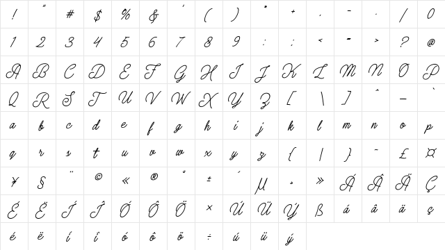 Election Script Regular  glyph index