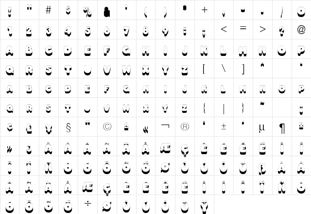 OleadsShadowSCapsSSK Regular  glyph index
