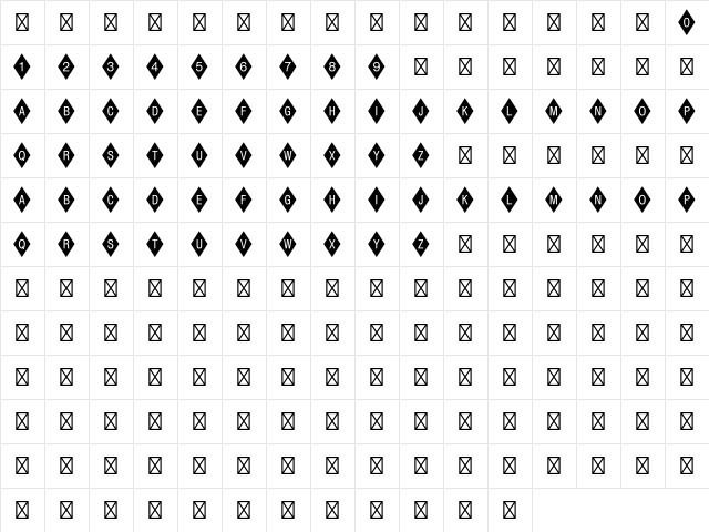 Diamond Negative Std Regular  glyph index