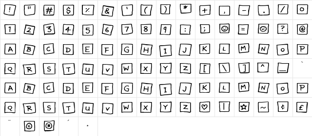 Cute Notes Regular  glyph index