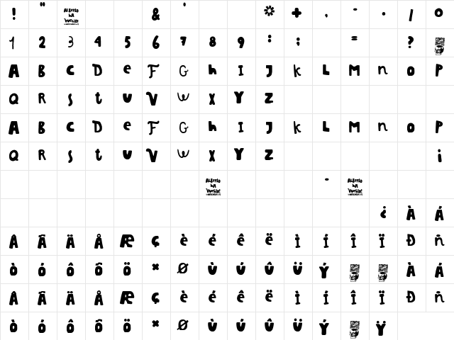 Alberto ha Vuelto! Regular  glyph index