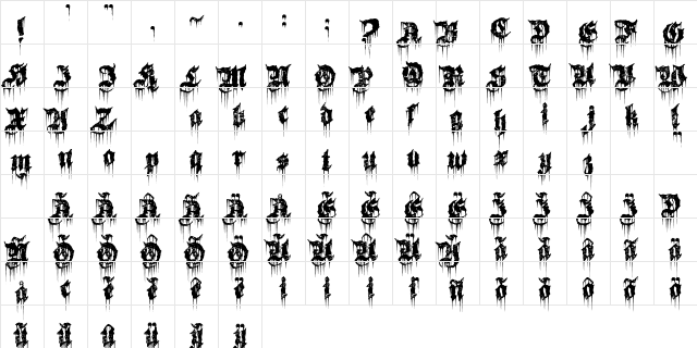 Burn The Witch Regular  glyph index