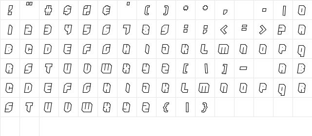 Zipper blues Outline Regular  glyph index