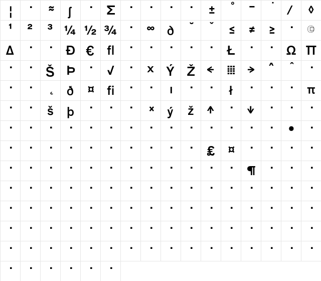 BauTF-MediumExpert Regular  glyph index