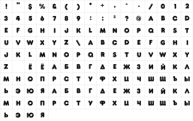 FrankC Regular  glyph index