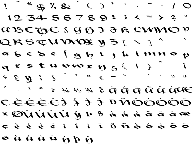 Waste Regular  glyph index