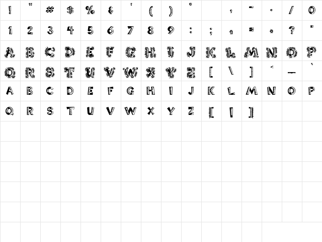 GE Cortina Caps Regular  glyph index