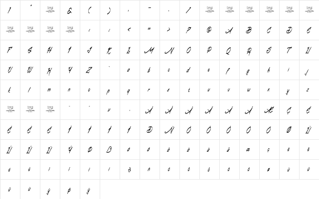 Babball Personal Use Regular  glyph index