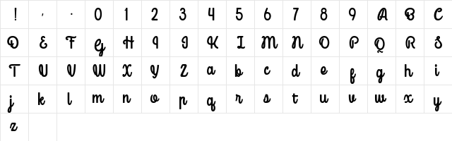 Mondella Demo Regular  glyph index