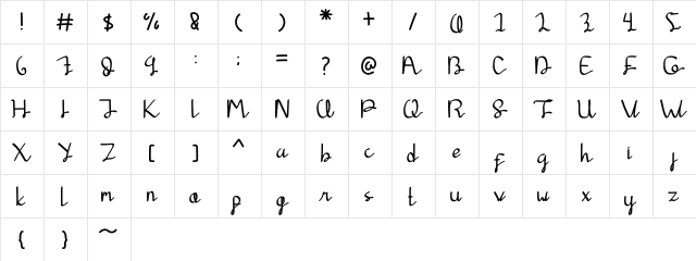 Agamama Regular  glyph index