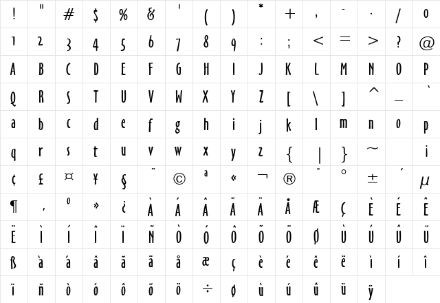 Hobby Extended Normal  glyph index