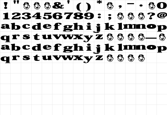 STJFro Regular  glyph index