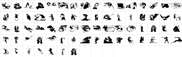 FantasyBeings Regular  glyph index