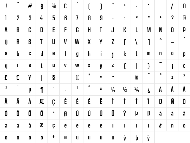 CaseStudyNoOne LT Bold  glyph index