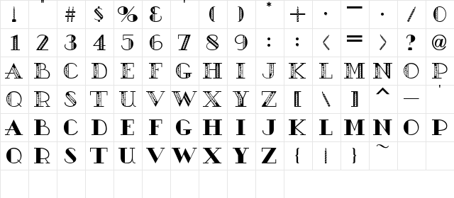 AC2-Birthday Regular  glyph index