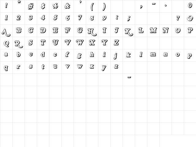 Royal Acidbath Outline  glyph index