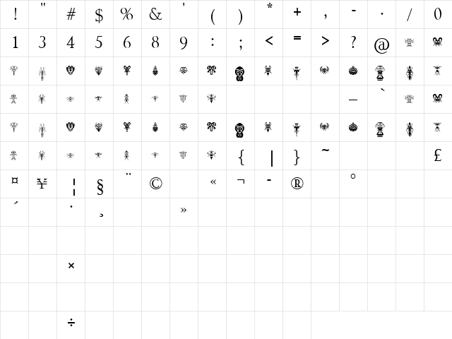 Abstract Alien Symbols Regular  glyph index