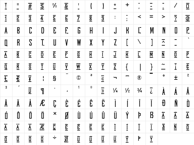 WestWind Trail Regular  glyph index