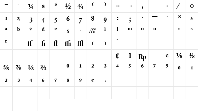 CaslonProBlackSSK Regular  glyph index
