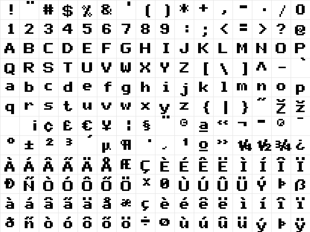 mono 07_66 Regular  glyph index